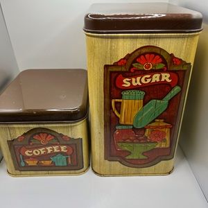 Vintage sugar and coffee tins